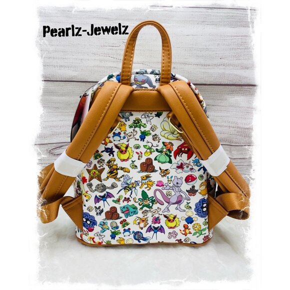Loungefly Pokemon Character Allover AOP Pikachu Bulbasaur Eevee Backpack NWT main image 6